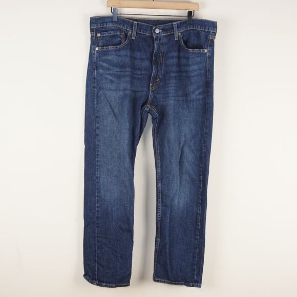Levis 505 Regular Fit Dark Wash Blue Jeans Mens Sz 38 x 30 - Picture 1 of 12